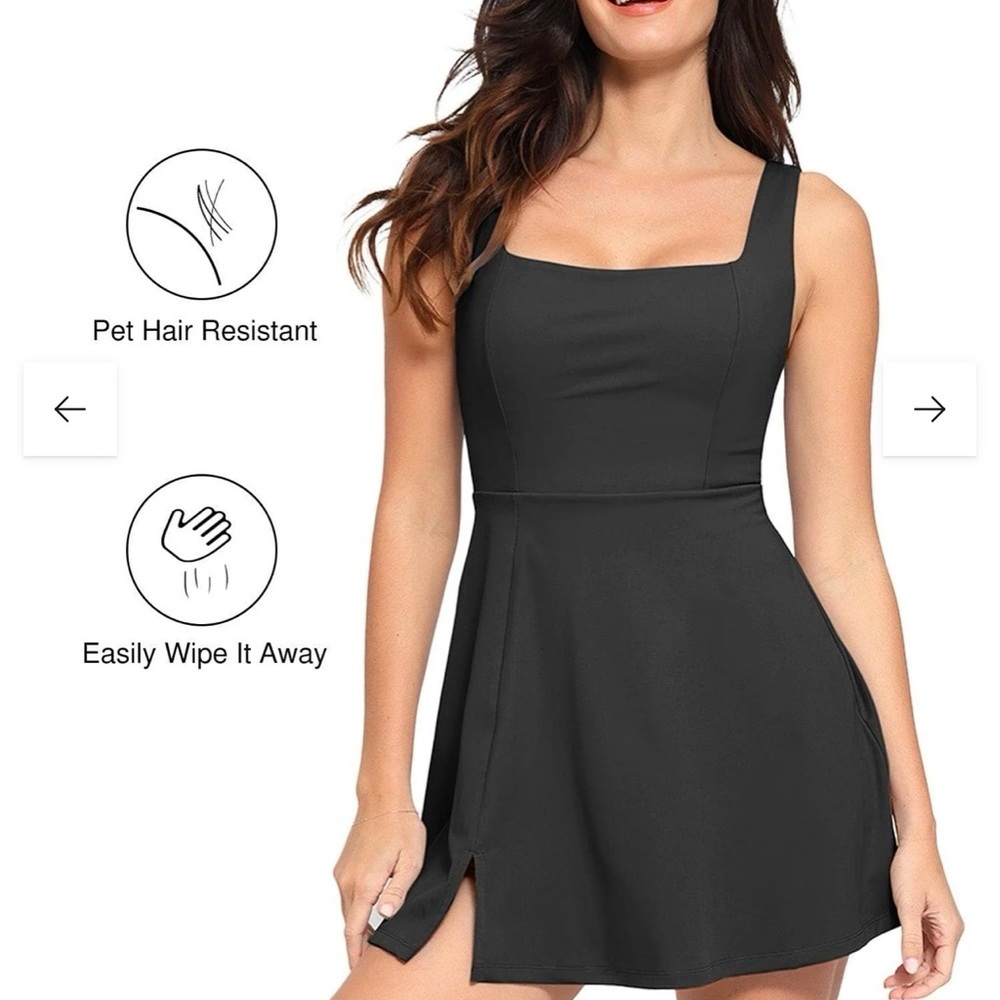 POPILUSH Shapewear Dress Square Neck Workout (pockets on the inner short)